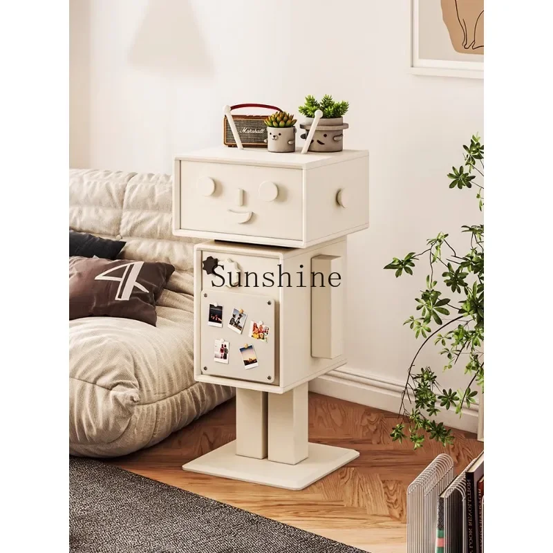 

Cream wind solid wood paint storage cabinet small apartment bedroom locker chest cabinet