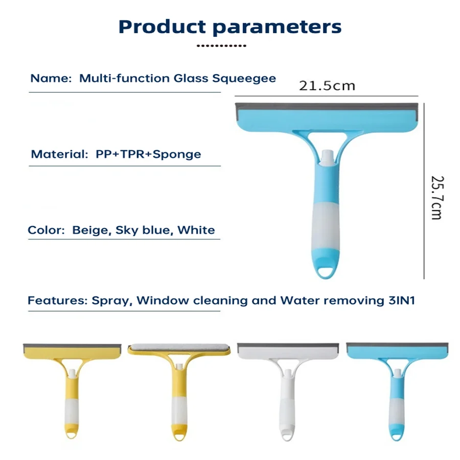 3In1 Glass Wiper Scraper Shower Squeegee Cleaner car Squeegee With Silicone Holder Bathroom Mirror Wiper Glass Cleaning Tool