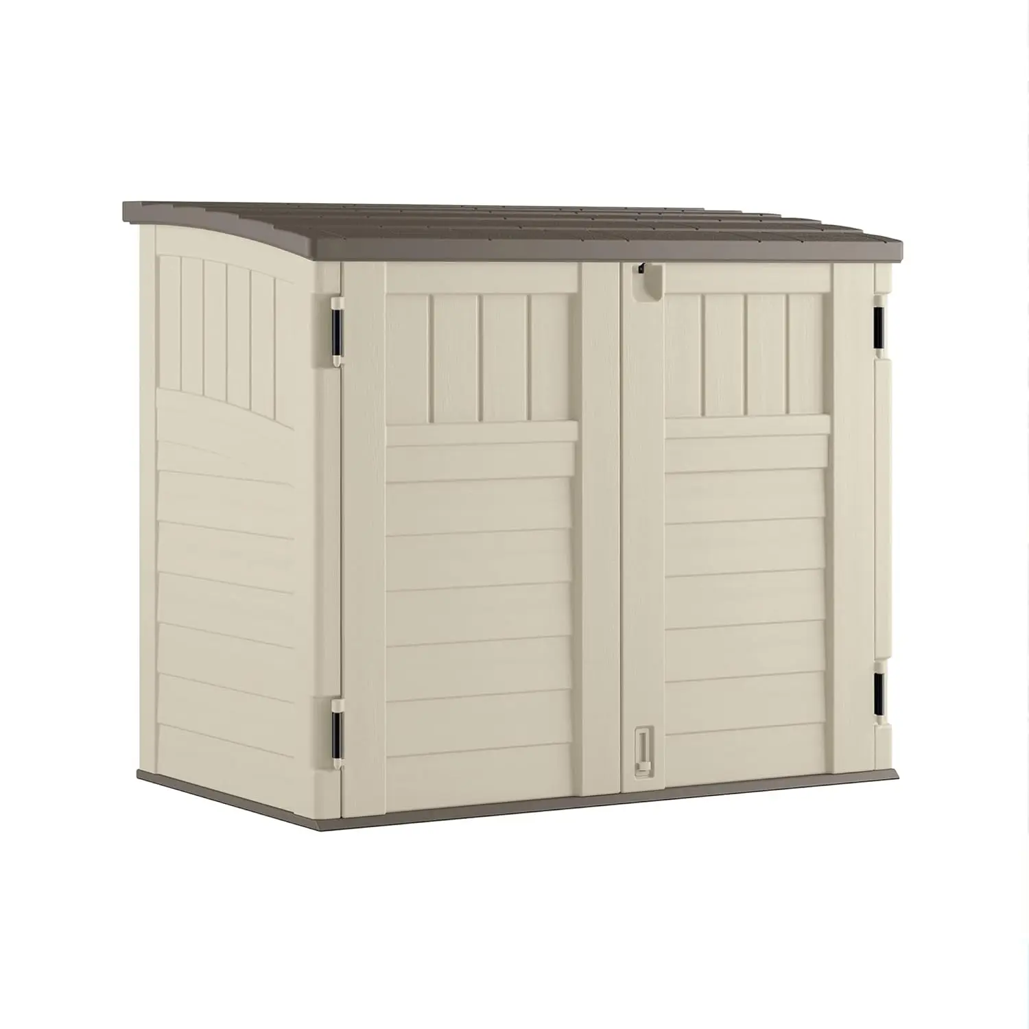 

34 Cu Ft Horizontal Resin Storage Shed Lockable Weatherproof w/ Floor Fits Trash Cans Generators Garden Tools Customized