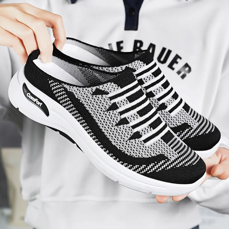 

XIHAHA, повседневная дышащая женская обувь, весенне-летний стиль, удобная обувь для мам на плоском каблуке, с круглым носком, в полоску, дизайн с цветными блоками