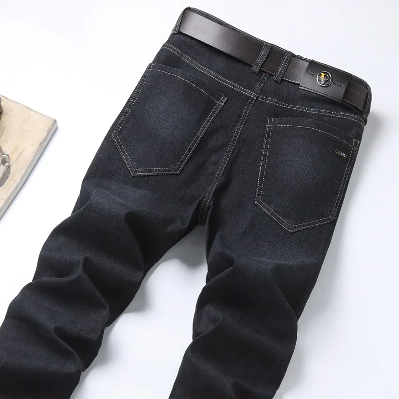 Men's Solid Spring Autumn Distressed Pockets Zipper Button Casual Workwear Jeans Trousers Vintage Fashion Office Lady Pants
