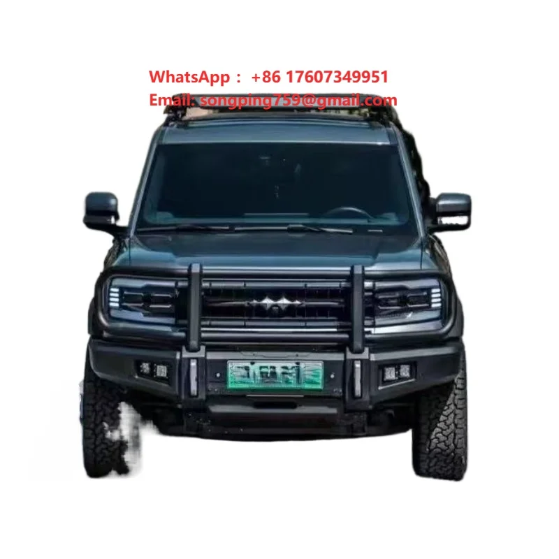 Aluminum Alloy Front Bumper with Large Bull Bar, Tow Hook Cut-Outs, Bolt-On for BYD Bao 5, Upgraded, Brand New.