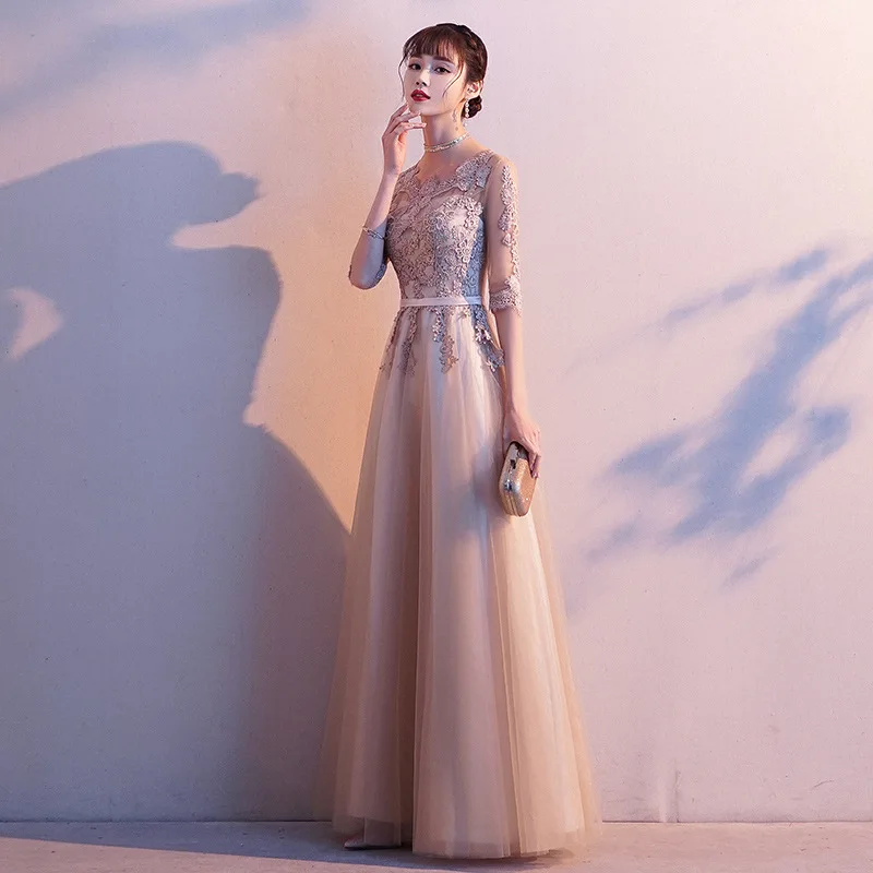 Vestidos de noite elegantes para mulheres 2026 novo outono banquete elegante reunião anual temperamento magro irmãs vestidos de dama de honra