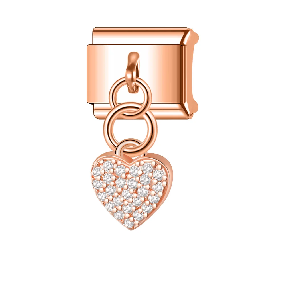 Trusta Rose Gold Love Pendant Italian bracelets charms Jewelry Removable Fit 9mm Accessories 1pc for Women DIY Wholesale N811