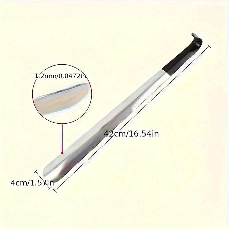1 Stück extra langer 42 cm langer Schuhanzieher aus Edelstahl für ältere Menschen – rutschfester, bequemer Griff, langlebige Metallkonstruktion, einfach – Detail 6