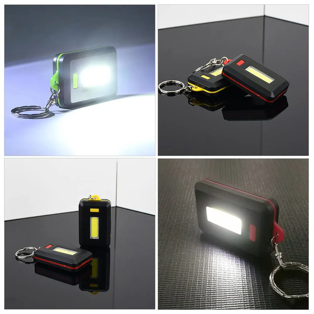 

5pcs Portable Mini Cob Keychain Flashlight Camping Hiking Christmas Halloween Outdoor Night Party Emergency Led Light Key Ring