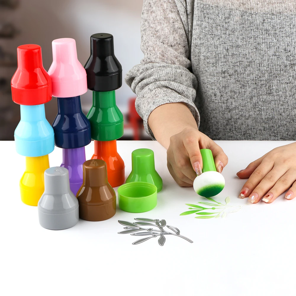 Bundle 9-41pcs Colorful Paper Pouncers Ink Applicator With Storage Cases For Scrapbook Decor Inking Sponge Crafts Smudge Tools