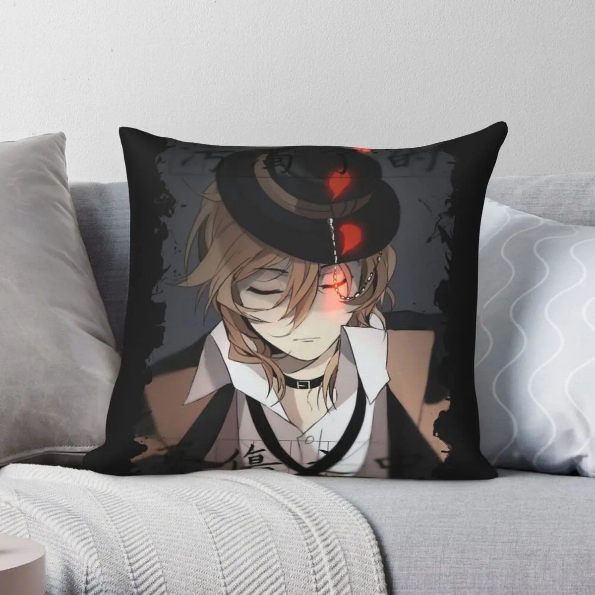 Chuuya Nakahara Square Pillowcase Polyester Linen Velvet Creative Zip Decorative Pillow Case Home Cushion Cover