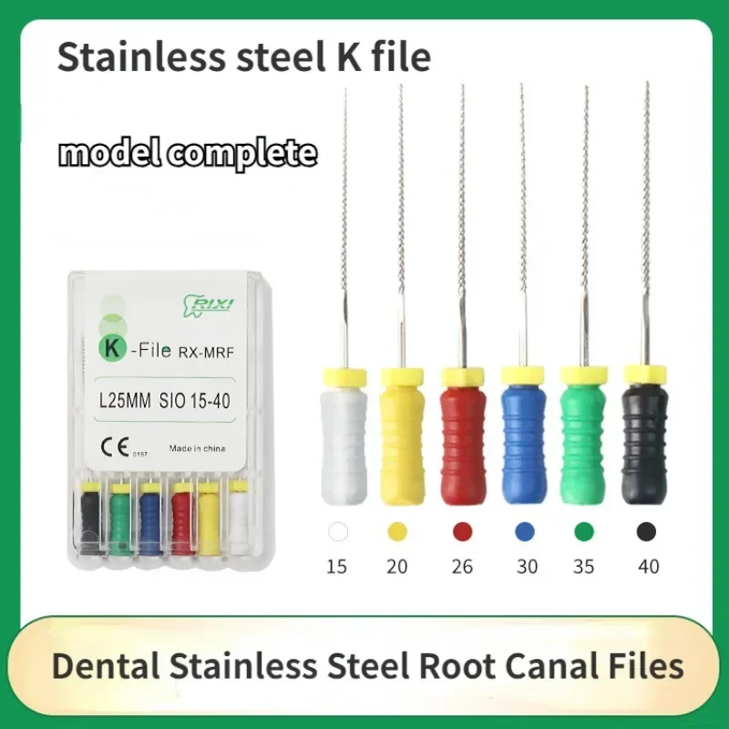 6pcs Dental Stainless Steel Root Canal Files Taper Needle Nickel Titanium Expansion Repair Dentist Tools Lab Oral Care Treatment