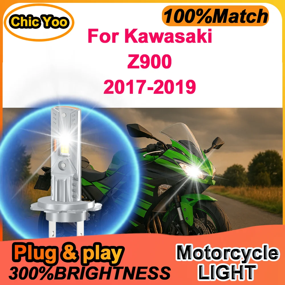 1Pc H7 LED Motorcycle Headlight CSP Chips Canbus High Power 6000K White Moto Front Lamp 12V For Kawasaki Z900 2017 2018 2019