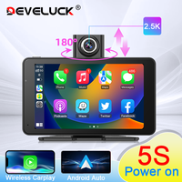 Universal 7 inch 2.5K Dash Cam Car DVR Multimedia Video Player Wireless Carplay & Android Auto Driving Recorder Touch Screen BT