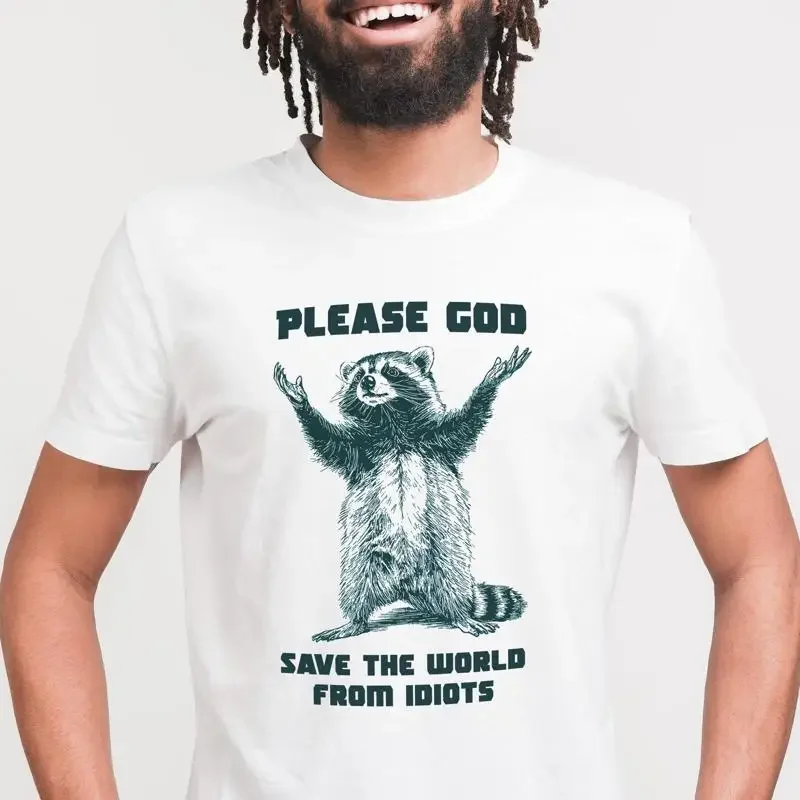 28 lustige Waschbär-T-Shirts. Bitte, Gott, rette die Welt vor Idioten