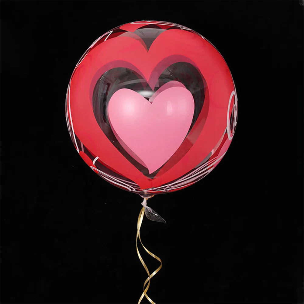 Globos BoBo con estampado de corazón de amor de 20 pulgadas, globos de burbujas transparentes para el Día de San Valentín, decoraciones para fiesta de cumpleaños y boda, 2/4 Uds.