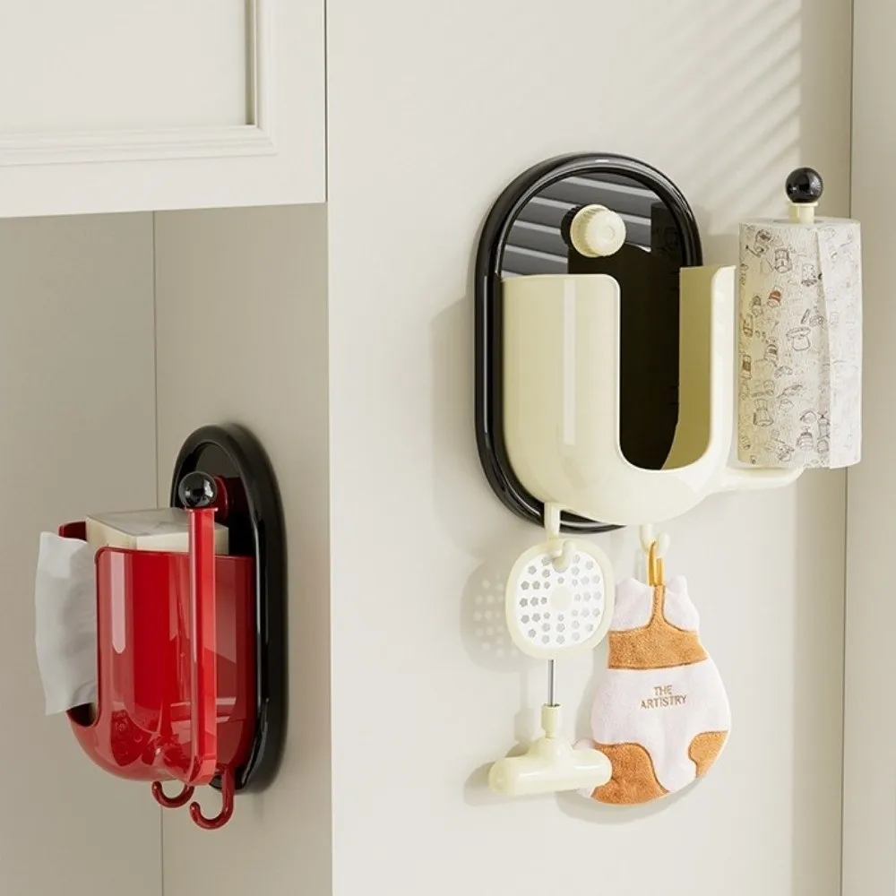 

Многофункциональный держатель для бумажных полотенец на присоске, экономия места, подставка для хранения салфеток, без сверления, настенный, дизайн 2-в-1