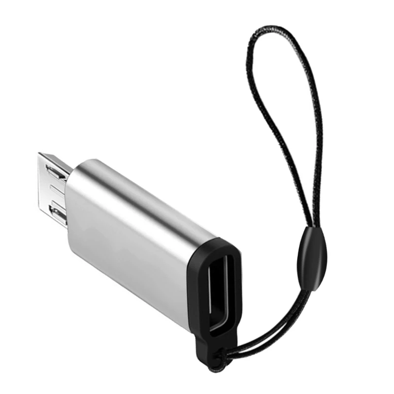 USB C 암-마이크로 USB 수 어댑터 변환기 커넥터, 랜야드 지지대 충전 및 데이터 동기화, 휴대폰용