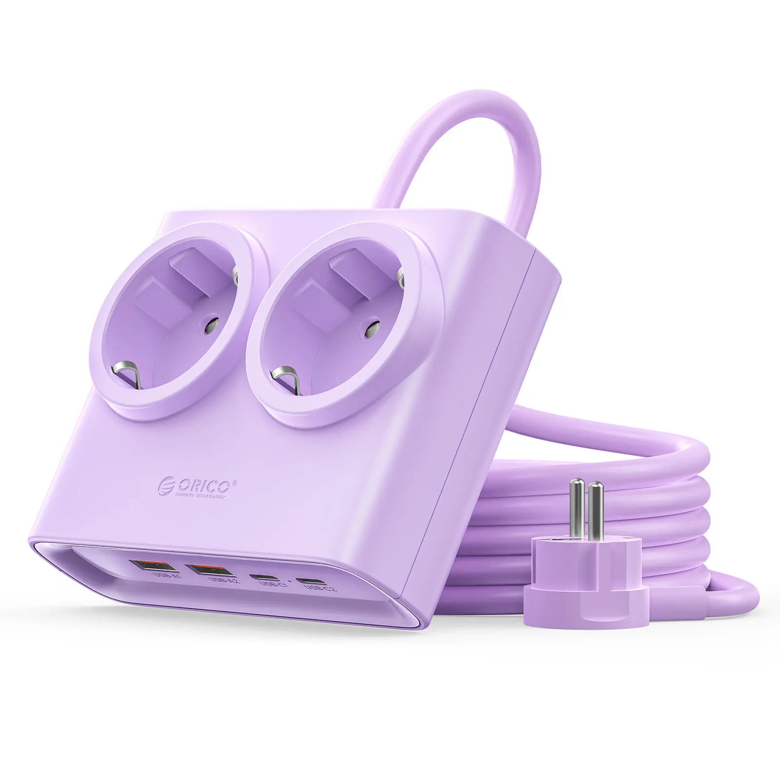 Listwa zasilająca ORICO PD25W z 2 portami Type-C, 2 gniazdami AC, 2 portami USB-A, stacja ładująca do telefonów i urządzeń elektronicznych — zdjęcie produktu 7