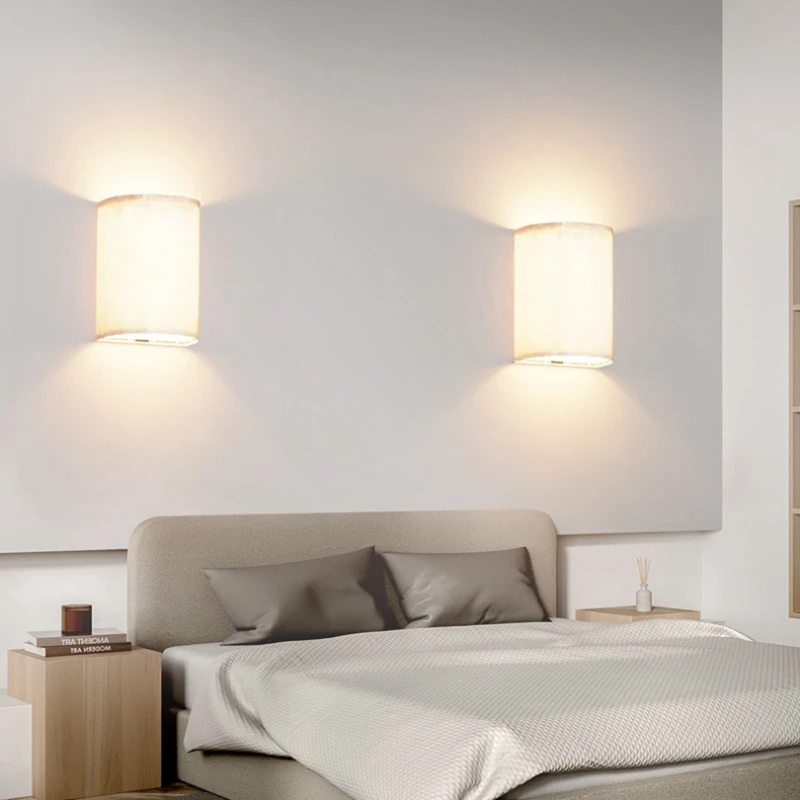 LED Fabric Bedside Wall Lamp Bedroom Charge Magnetic Suction Indoor Lighting tricolor Retro Atmosphere Wall Lamp Remote Control