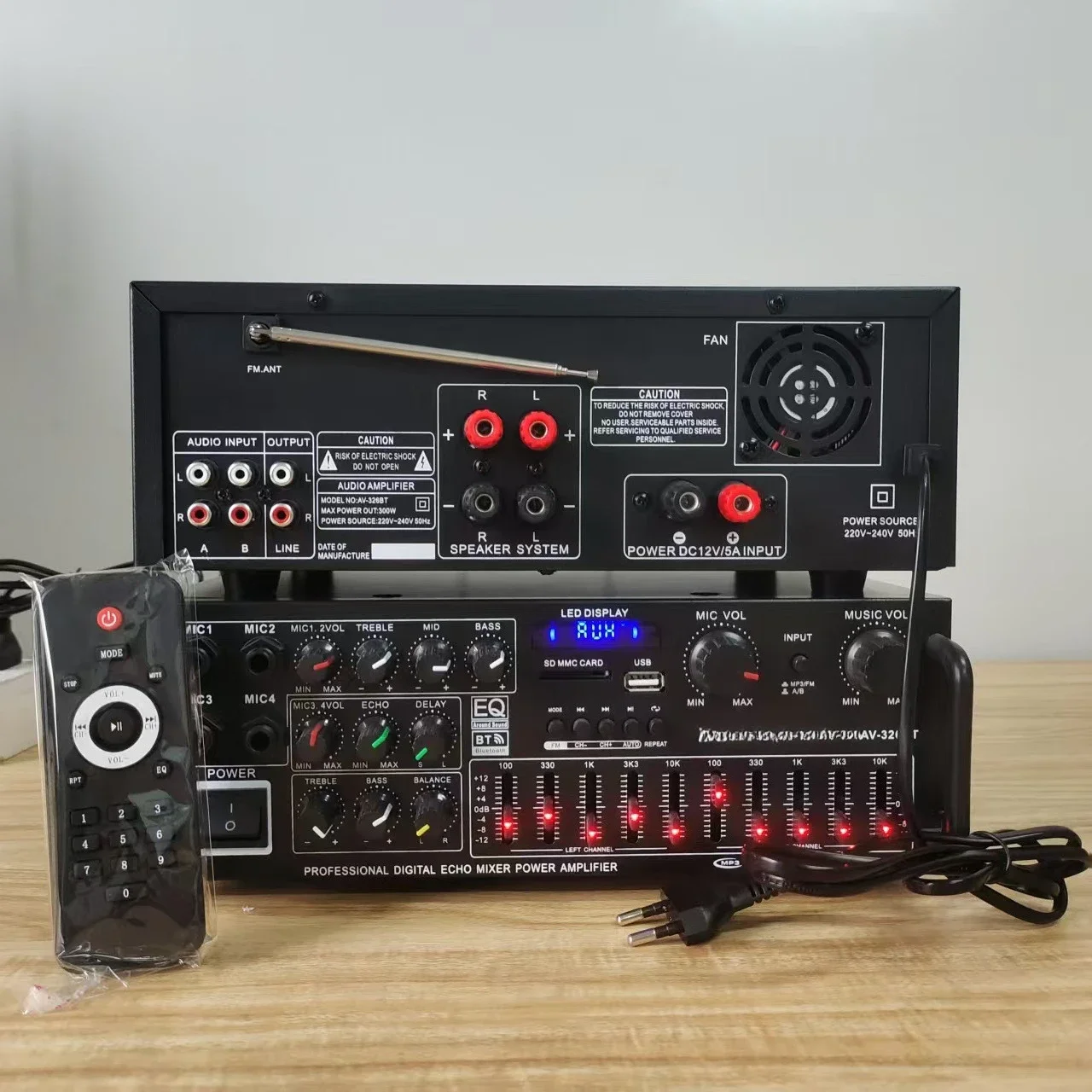 High-Power Household Power Amplifier, 12V/220V Dual-Use Bluetooth EQ Equalizer, Car Outdoor Karaoke Amplifier - view 4