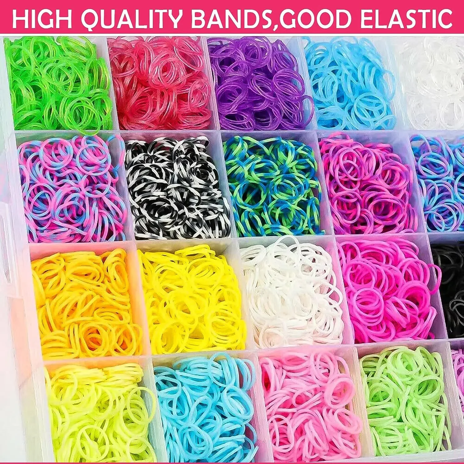 DIY Loom Bandas para Artes e Ofícios, pulseiras do arco-íris, bandas de tear, brinquedos de borracha, fácil sem tear, 4500PCs