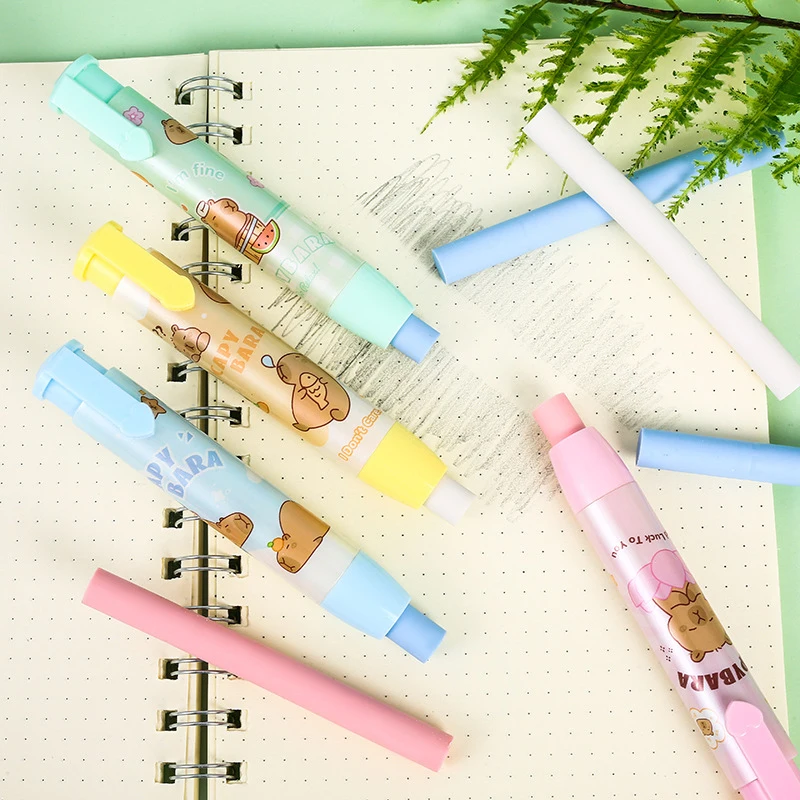 Creative Cute Capybara Erasers Cartoon Novelty Pen Shaped Rubber Erasers School Stationery Kawaii Pencil Eraser Children Gifts