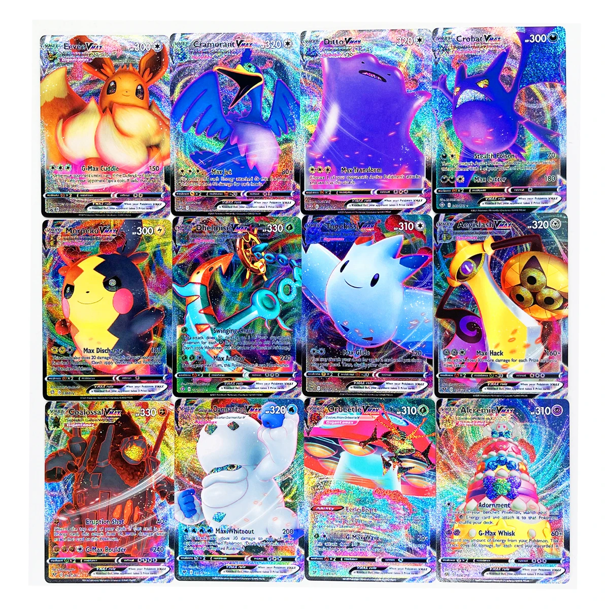 Cartas de Pokémon PTCG Fire Dragon VMAX, tarjetas de colección de juegos caseros DIY, tecnología de refracción, regalo de juguete para niños, 55 piezas por juego