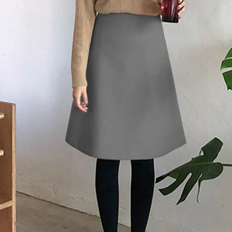 High Waist A-Line Woolen Puffy Skirt Mid-Length Universal Sle Base Layer Autumn Winter Women's Skirt Umbrella Skirt