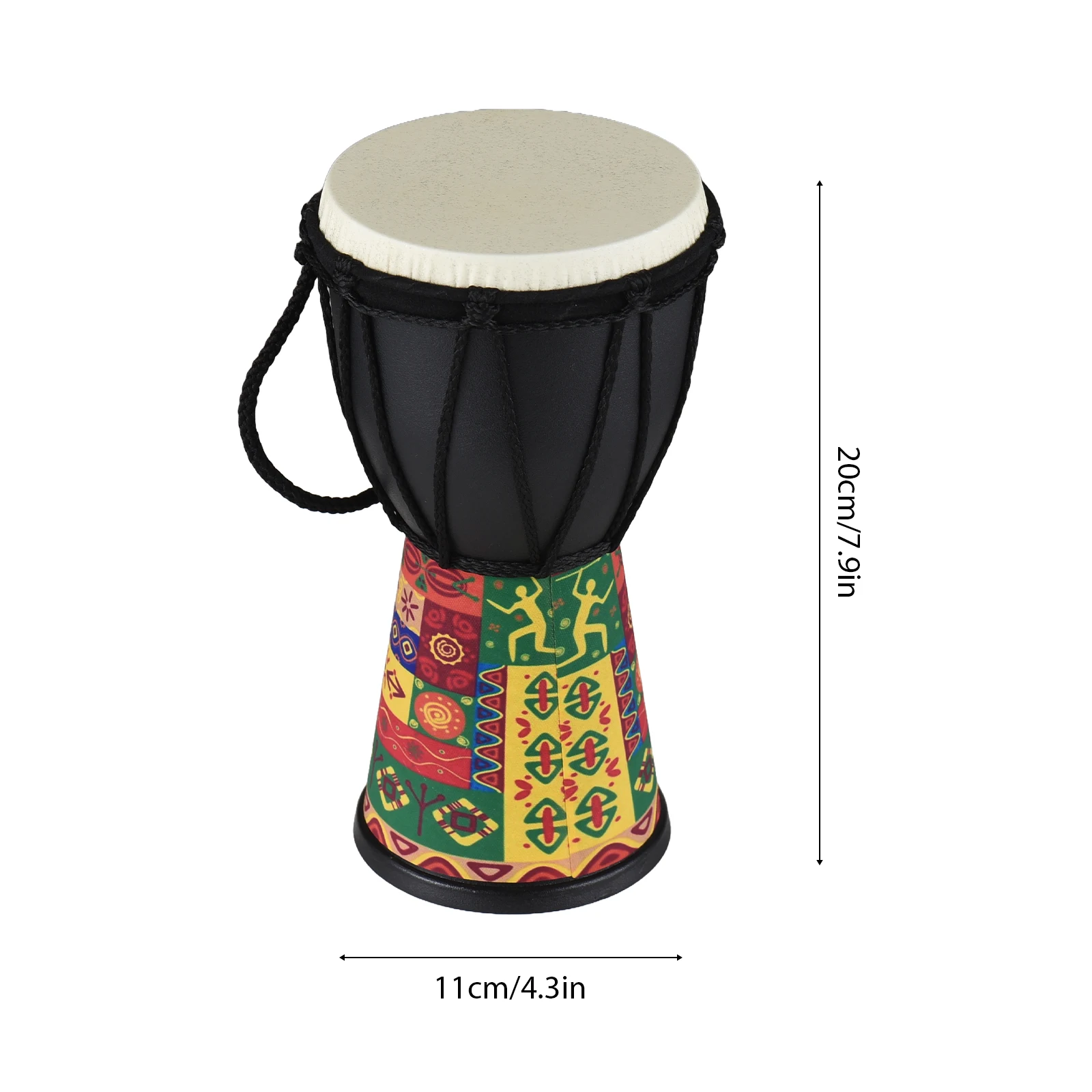 4 Inch African Drum Portable Hand Drum Lightweight Hand Clapping Drum Colorful Pattern Bongo Drum for Beginners Music Classes