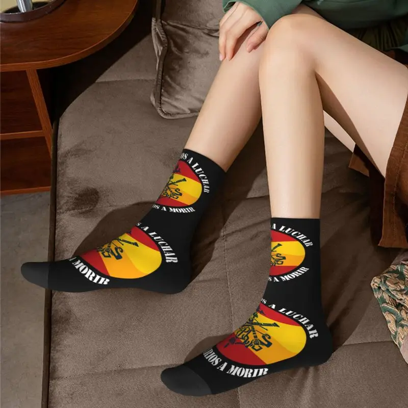 Cool Printing Spanish Legion Socks for Women Men Stretch Summer Autumn Winter Legi N Espa Ola Legionarios A Luchar Crew Socks