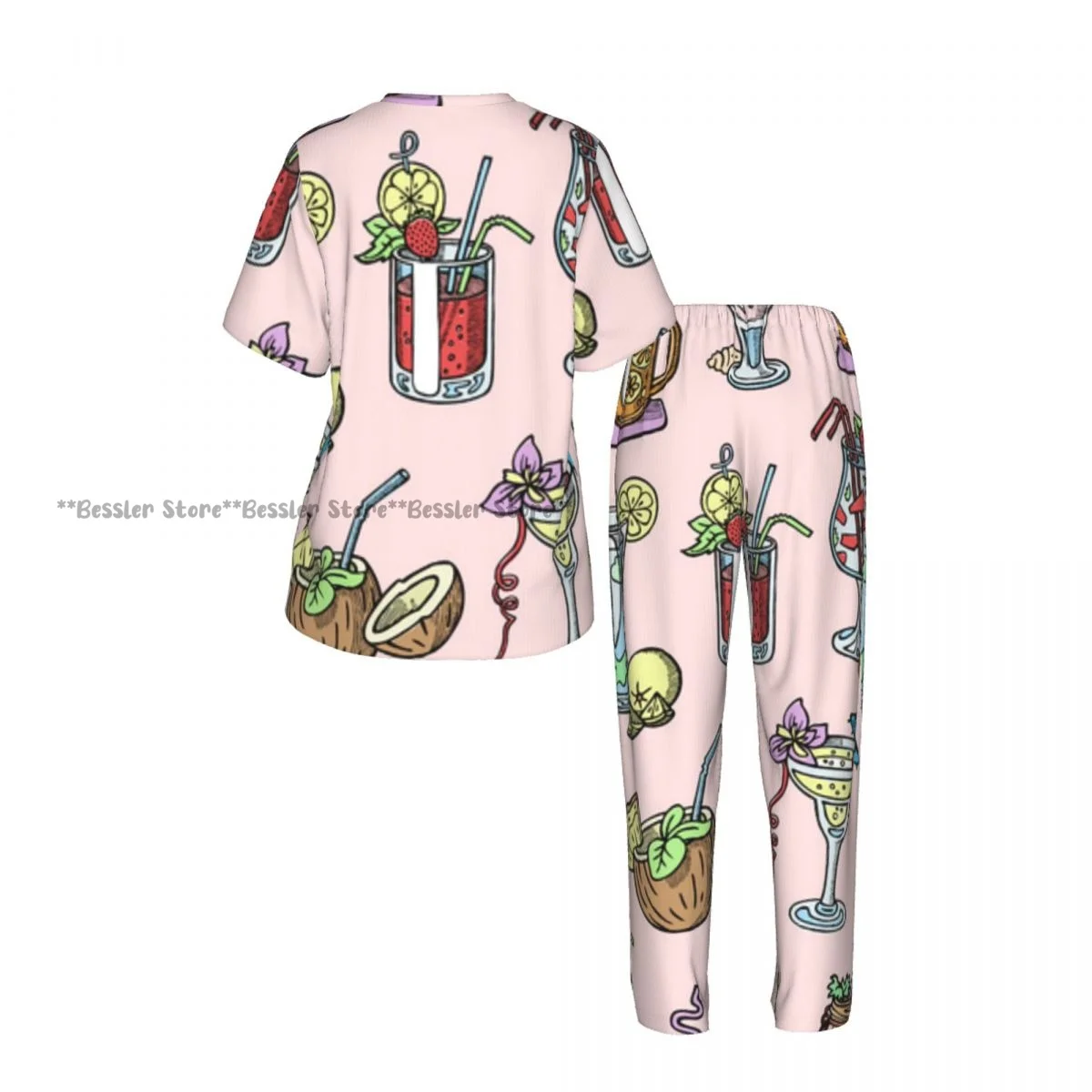 Women's Comfort Pajamas Women's Cocktail Alcohol Beverage Drinking Tequila Martini Drink Short Sleeve Set Sleepwear 3