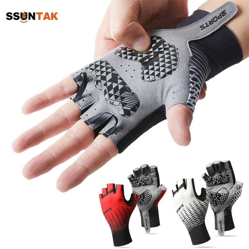 

SSUNTAK Breathable Half Finger Professional Cycling Glove Shock Absorbing Road Bike Glove for Men Women Outdoor Sports Race Fish