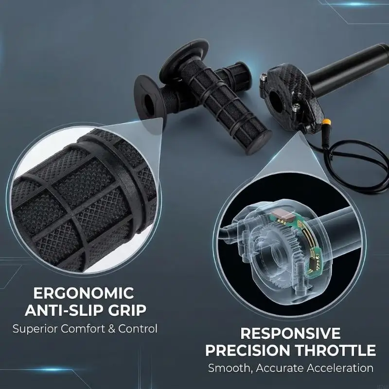 M76E E-Bike-Lenker-Service-Kit mit Volldreh-Gasgriffsteuerung, 3-poligem Kabelende, 7/8-Zoll-Passform, Kabelleitung – Detail 7