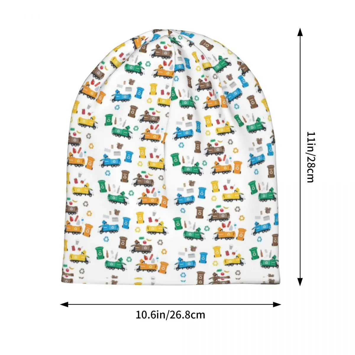 Colorful Recycling Garbage Trucks And Bins Skullies Beanies Hats Warm Autumn Winter Outdoor Cap Knitted Bonnet Caps for Unisex