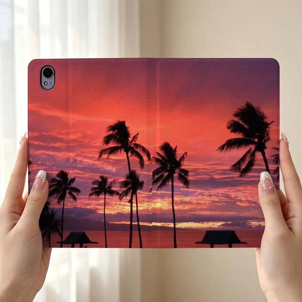 Sunset Coconut Tree Pen Tray For Huawei MediaPad MatePad Honor Pro V6 9 V8 X9 X 10 13.3 12.3 11 11.5 Inch Tablet Case