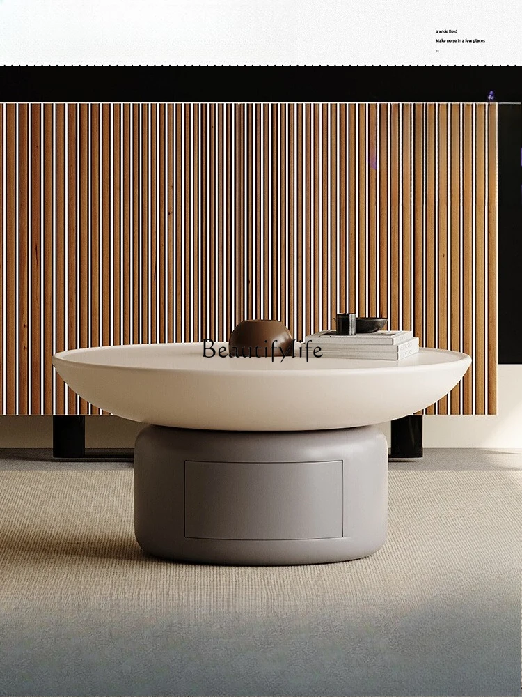 

Modern simple round coffee table living room small apartment small round table high sense