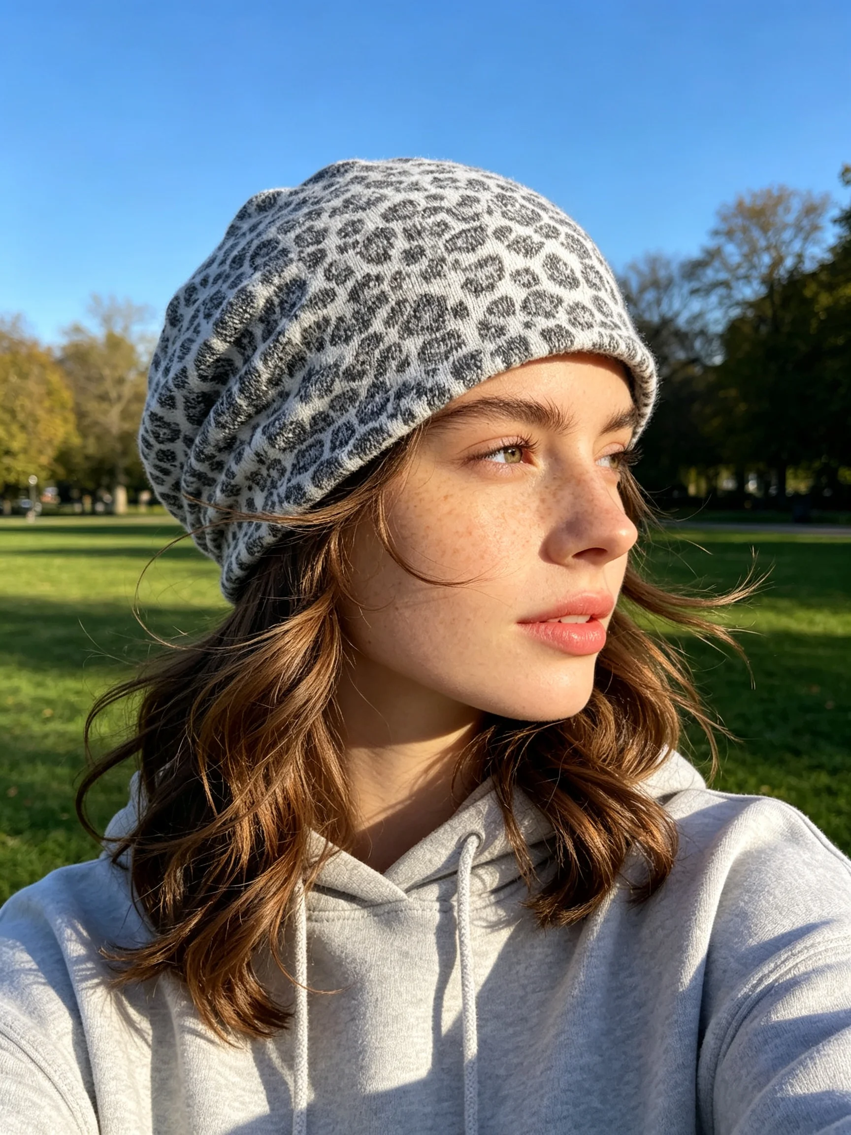Knitted Leopard Jacquard Slouchy Beanie Winter Warm Hat For Women Outdoor Casual Streetwear Headwear With Subtle Silver Thread