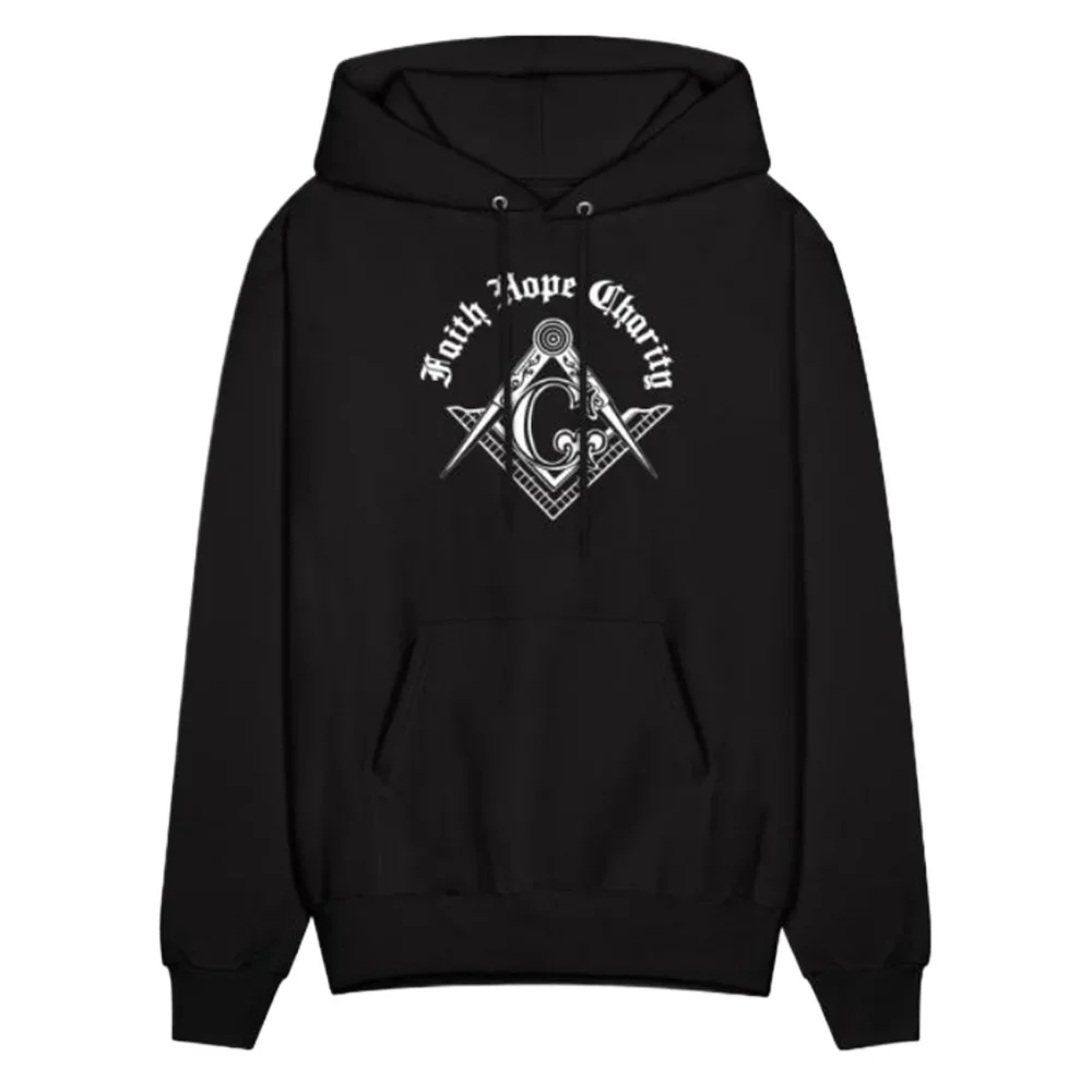 Faith Hope and Charity Freemason Emblem Symbol Masonic Pullover Hoodie Comfortable Cotton Casual Mens Sweatshirt Streetwear