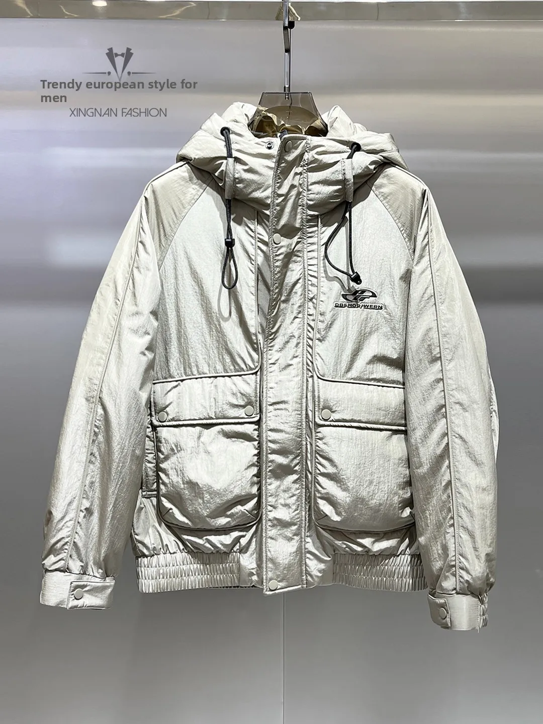 

Мужская зимняя куртка с капюшоном, утепленная пухом, ветрозащитная, с принтом, повседневная, свободного кроя, молодежная, модная