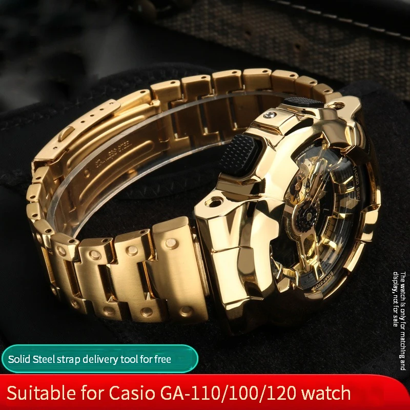 Stainless For Casio G-Shock GA-110GB/100/120 Series Strap Bezel Frame Watchband Metal Case belt With Tool Men's watch accessorie