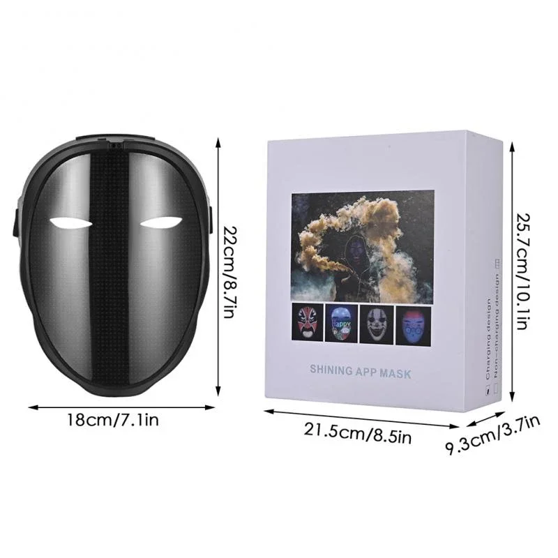 スマート LED フェイスマスク プログラム可能な Bluetooth APP コントロール フェイス変更 DIY 写真 パーティーディスプレイ用 LED ライトマスク ハロウィン用