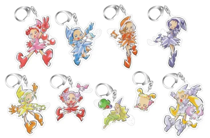 Anime Magical Ojamajo DoReMi Keychain Doll Senoo Aiko Harukaze Fujiwara Hazuki Asuka Momoko Acrylic Keyring Pendant for Gift