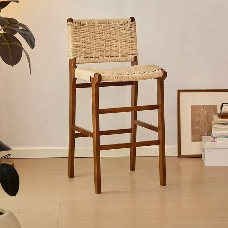 

medieval minimalist bar chair with backrest solid wood bar stools Cafe comfortable bancos de barra de cocina bar furniture