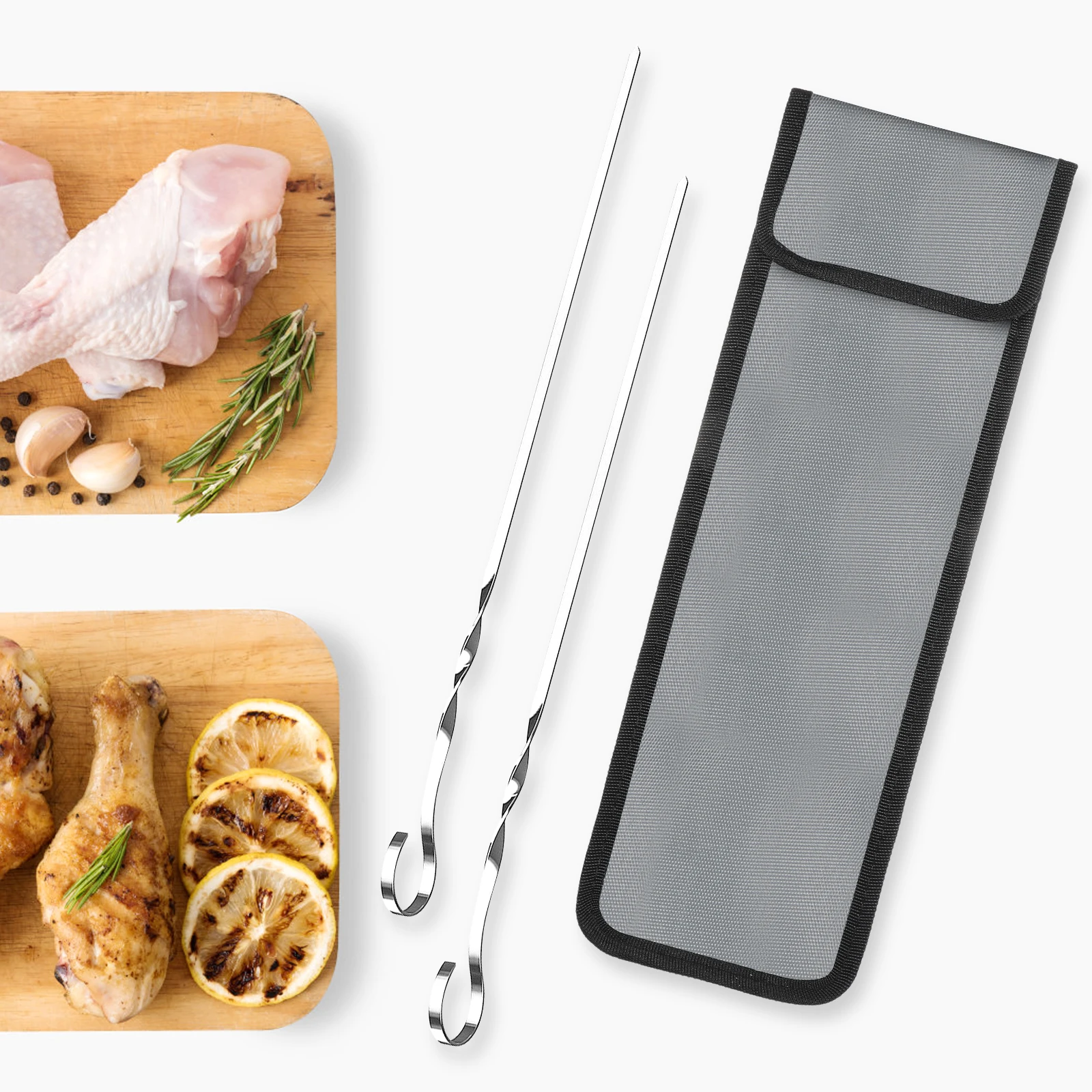 

1pc Waterproof Skewer Storage Bag Portable Barbecue Stick Container For Outdoor Camping Hiking Home Kitchen Use Grill Skewer