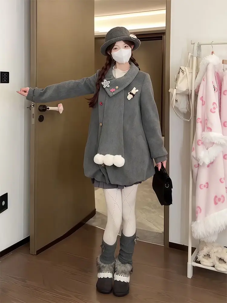 

Japan New Winter Jk College Style Woolen Jacket Design Skirt College Slimming Suit