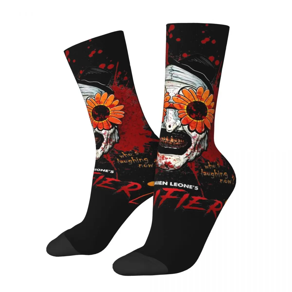 Autumn Winter Funny Unisex Terrifier 2 Art The Clown Sunflower Sunglasses Socks Horror Movie Sweat Absorbing Middle Tube Socks