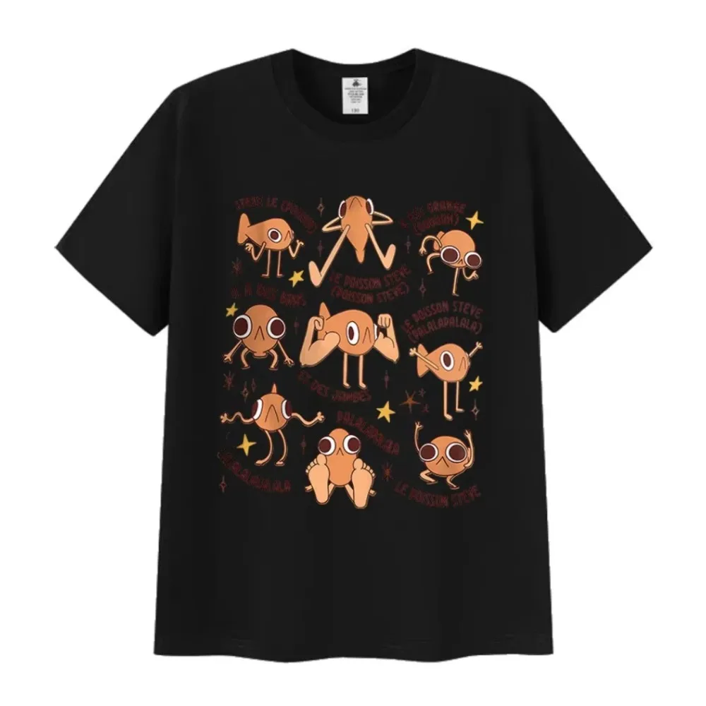 Le Poisson Steve Funny Fish Meme T Shirt Men Women O-Neck Fashion Short Sleeve T-shirts Casual Cute Cozy Pure Cotton Tops Tshirt