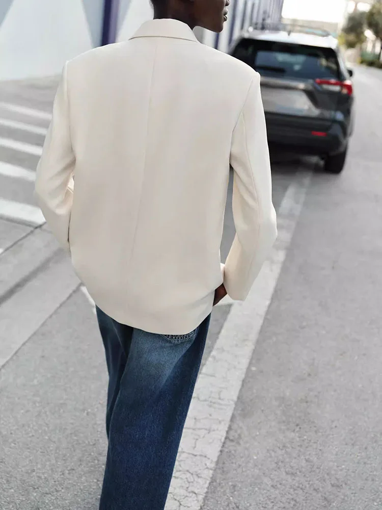 Spring New Arrival Women's Long Sleeve Double-Breasted Loose Suit Jacket Elegant Collar Double Row Buttons Fashion Outerwear