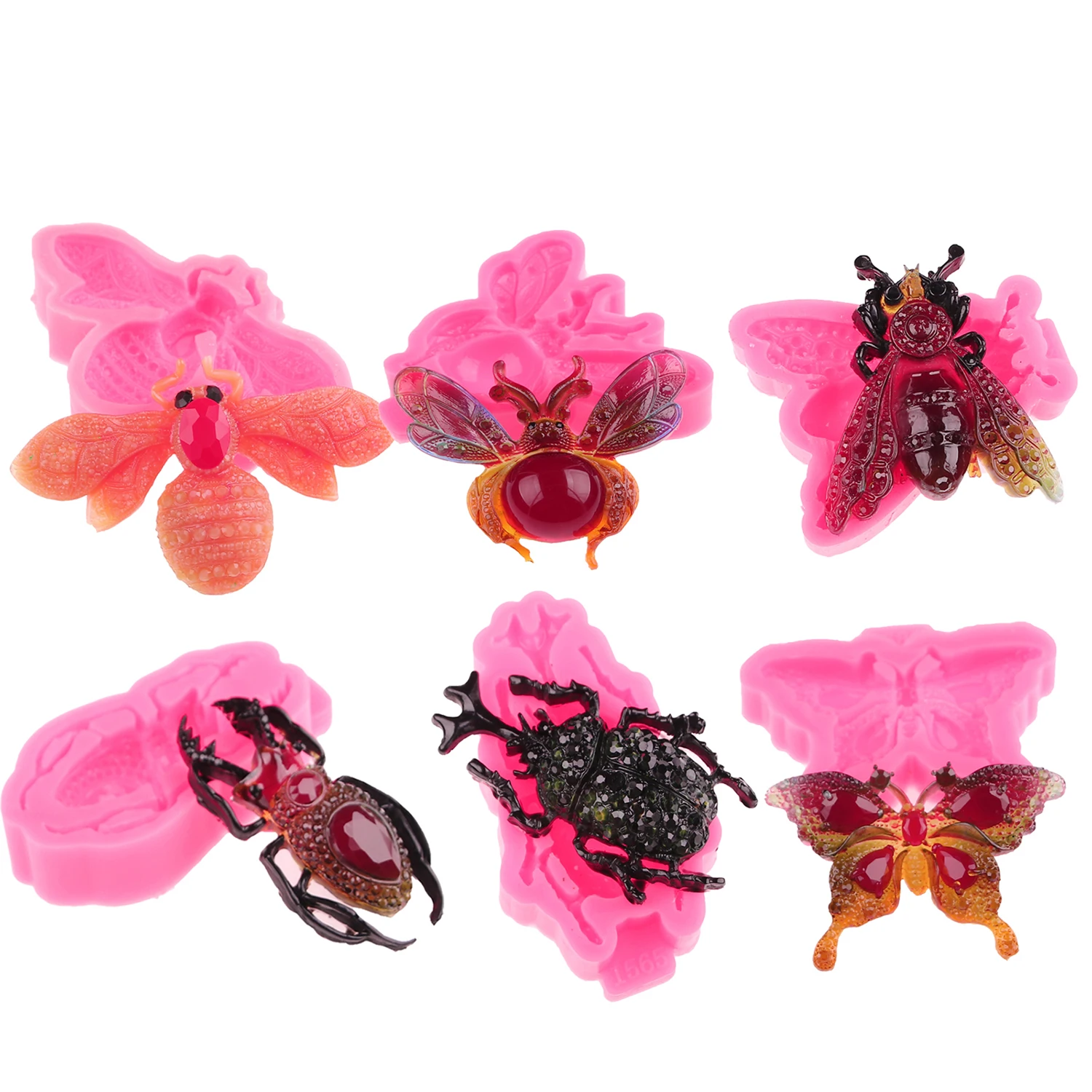 Cute Bee Beetle Silicone Mold for Chocolate Gummy Candy Cake Decorating Sugar Craft Cupcake Baking Supplies