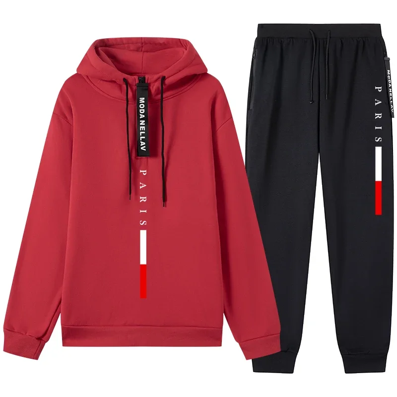 2026 Hot Sale Fall Winter Hoodies Sets Hooded Sweatshirt Sweatpants Men Women Tracksuit Sets Casual Half-zip Hoodie Black Pants