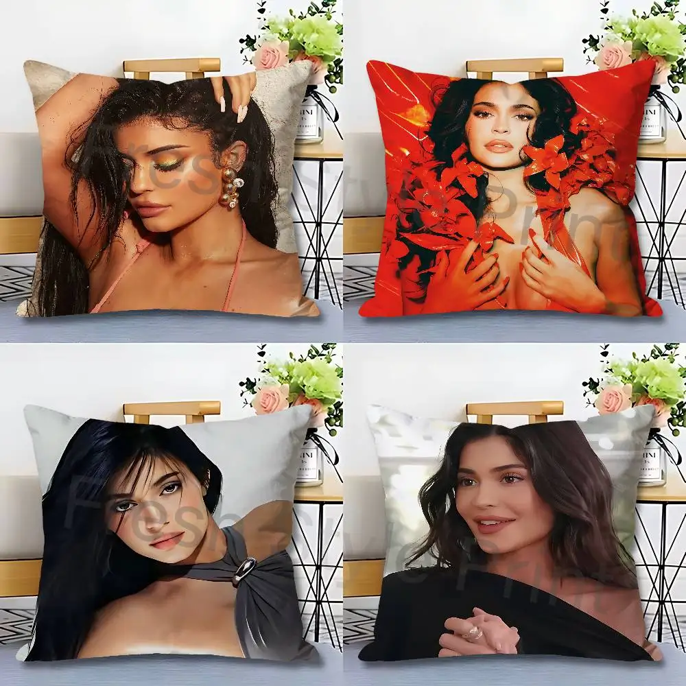 Model K-Kylie J-Jenner Anime Celebrity Merchandise All-Match Printed Pillow Case Sofa Car Office Room Decoration Protector