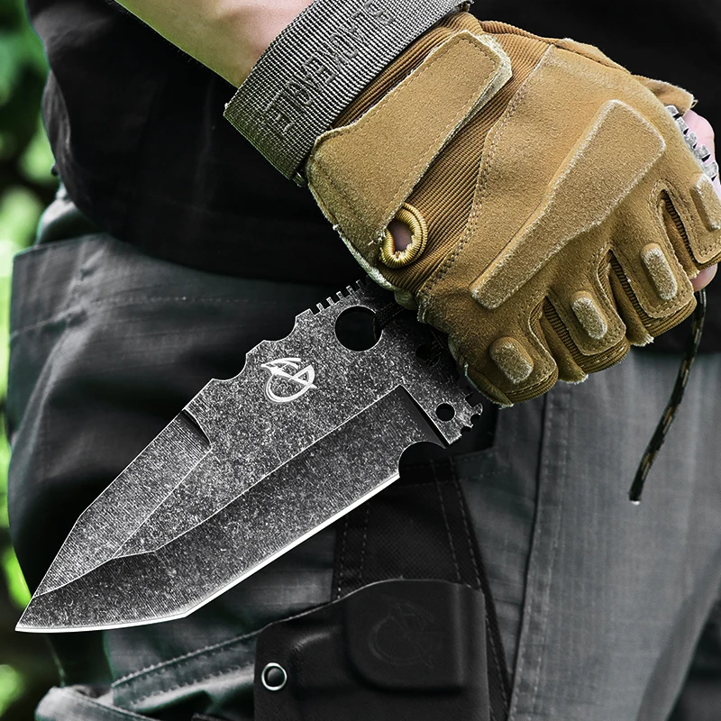 Outdoor multi-functional sharp knives camping mountaineering defense tactical equipment high hardness straight knife